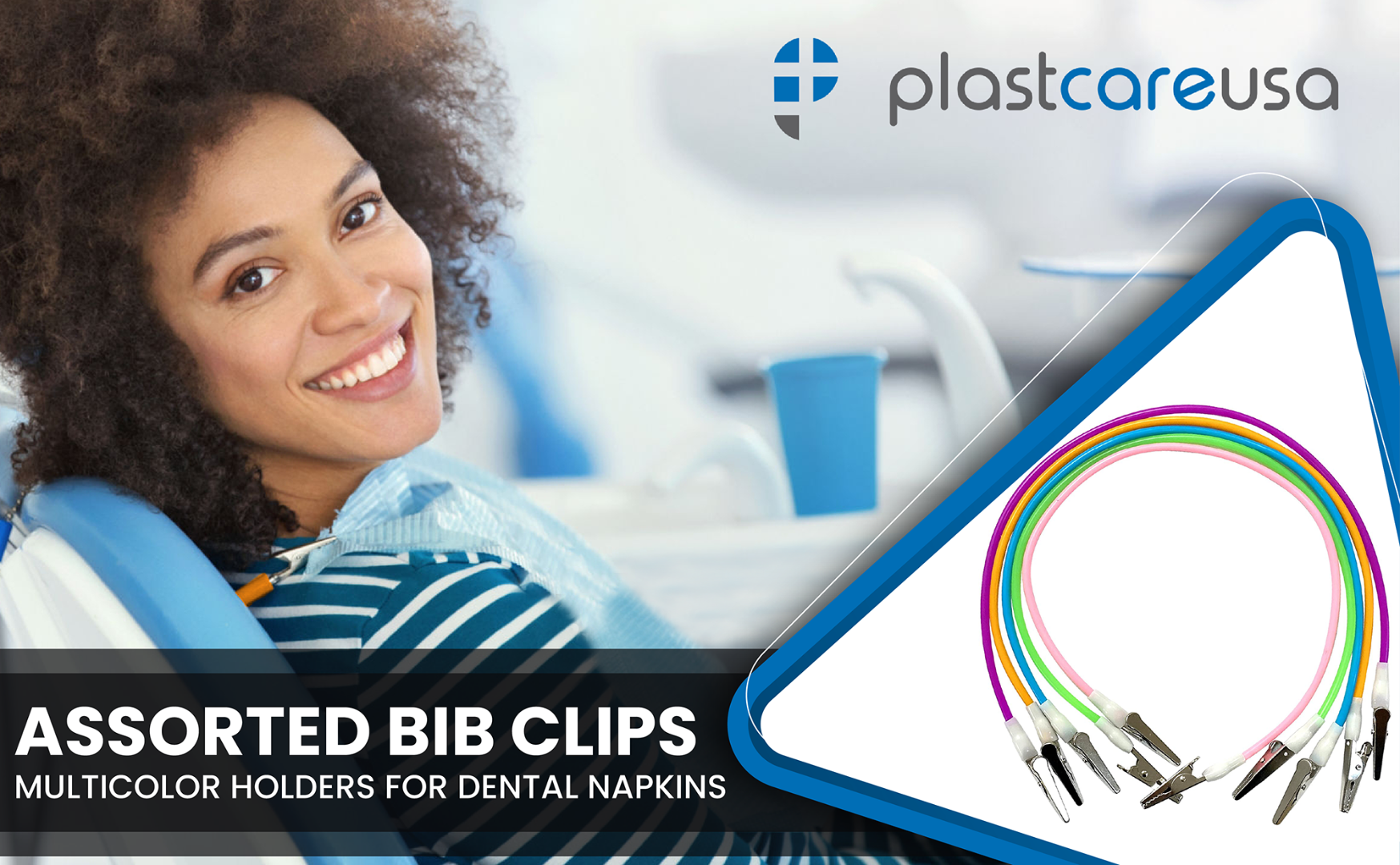 10 Pack Assorted Color Premium Dental Bib Clips / Napkin Holders - Dentist Chain