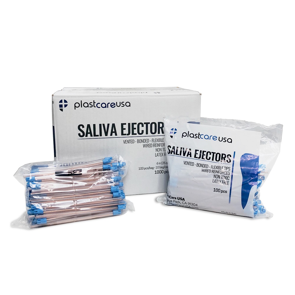 Safedent 1000-Pack Clear & Blue Dental Saliva Ejectors - Disposable Suction Tips, Exp. 12/2026, US Made, MPN 5145